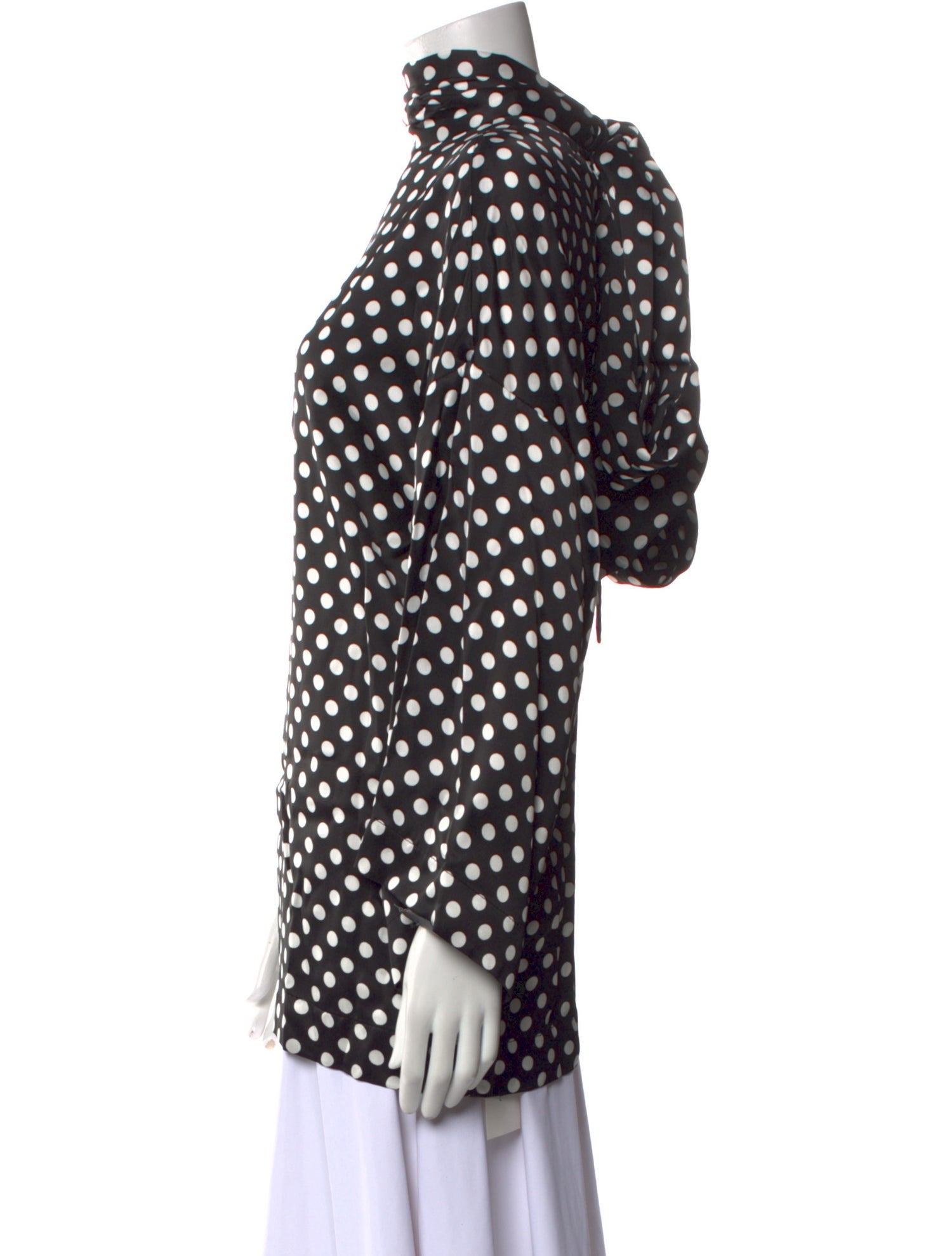 Saint Laurent Satin Polka Dot Print Blouse