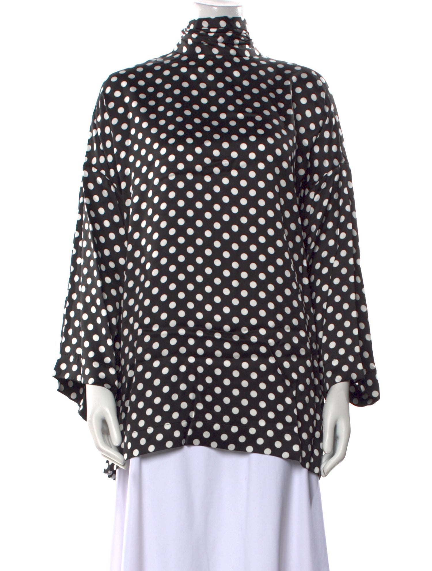 Saint Laurent Satin Polka Dot Print Blouse