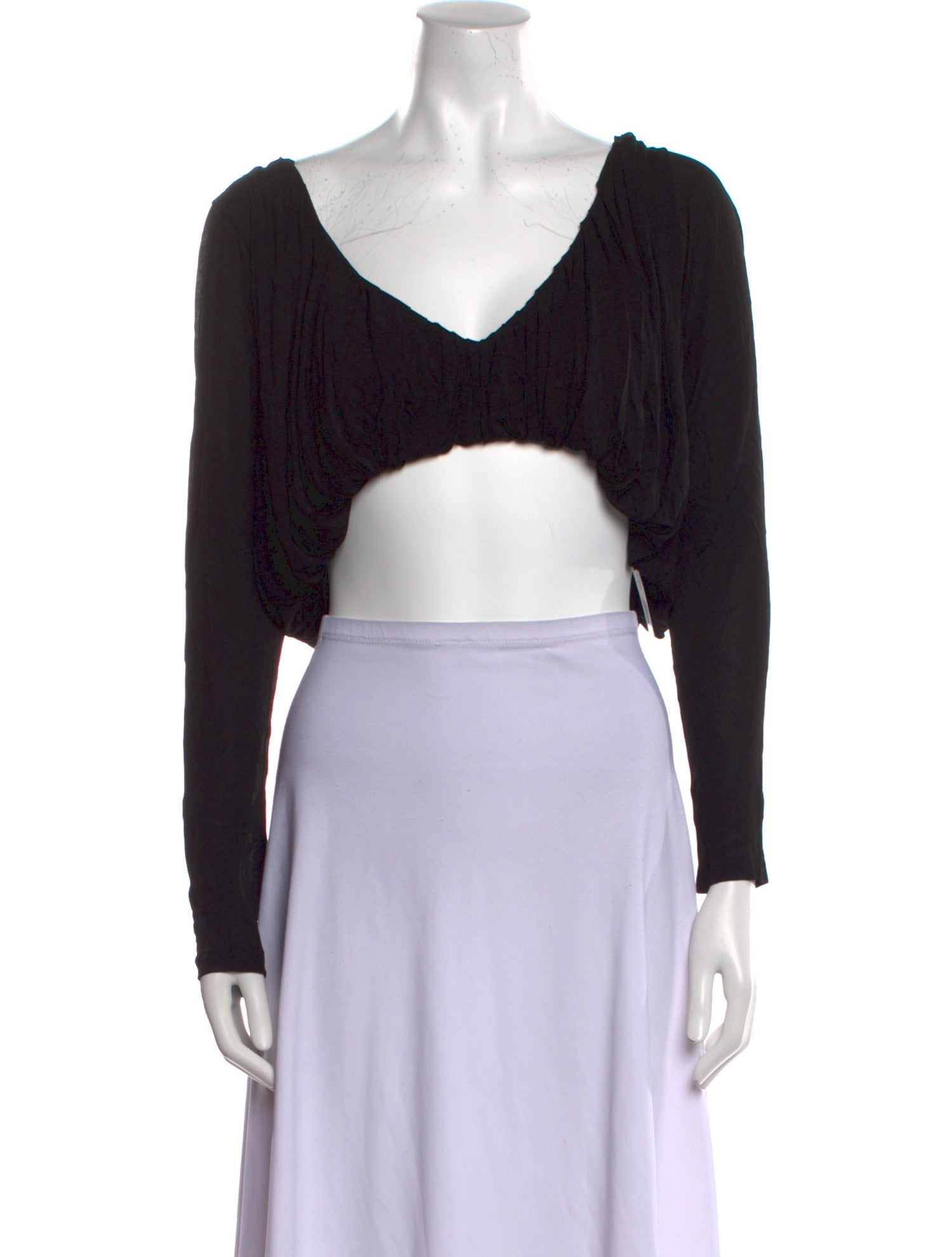 Saint Laurent V-Neck Long Sleeve Crop Top