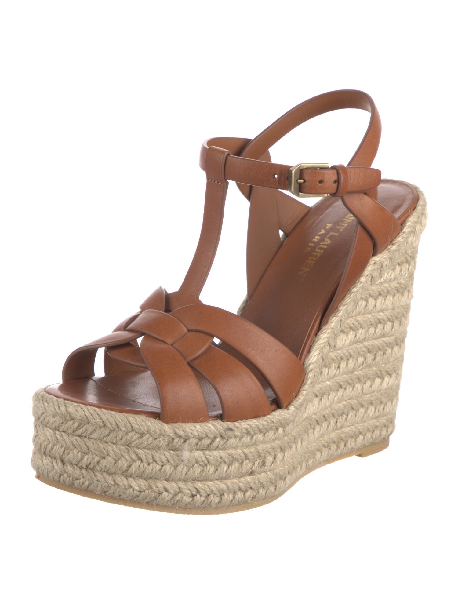 Saint Laurent Leather Cutout Accent Espadrilles