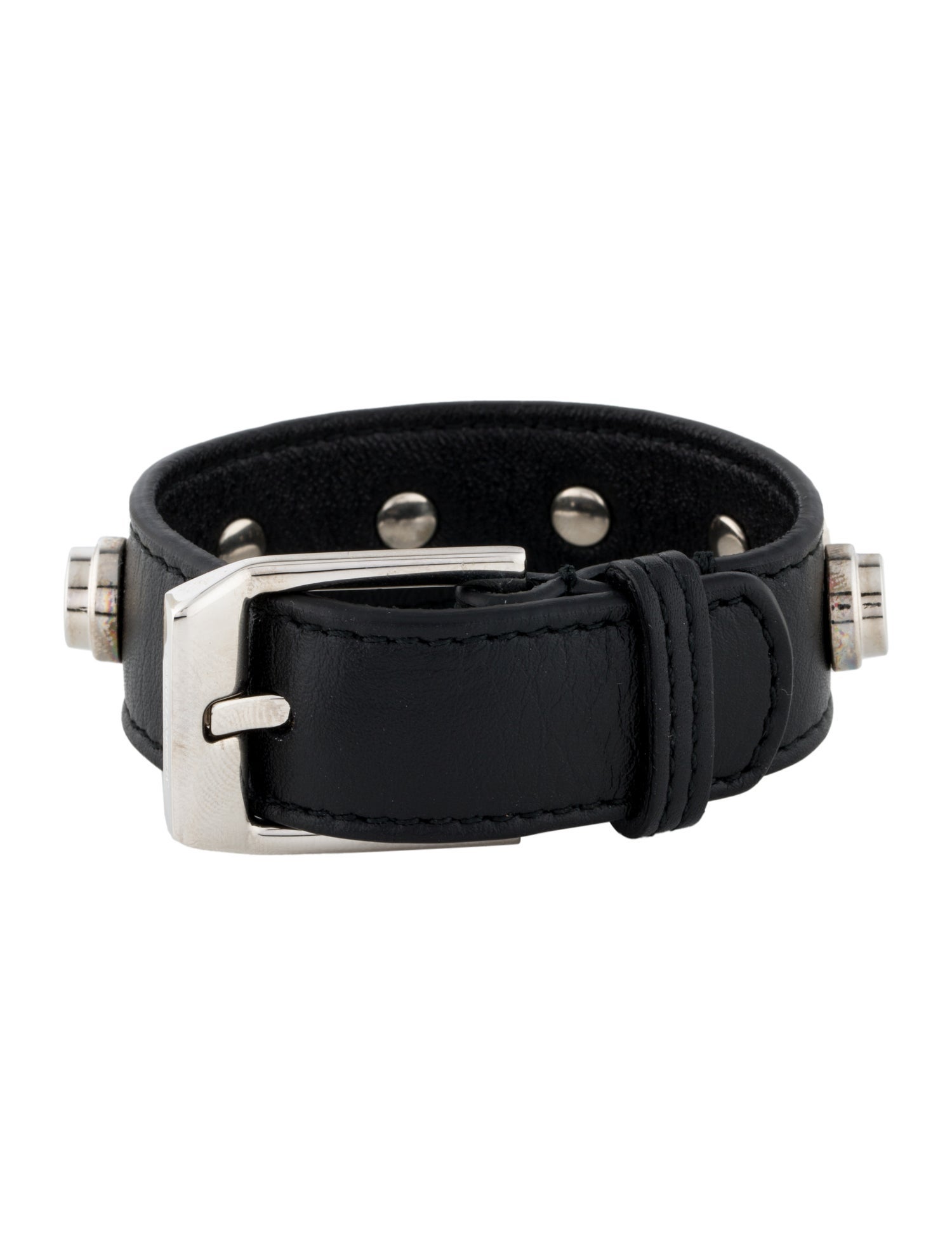 Saint Laurent Leather Studded Wrap Bracelet