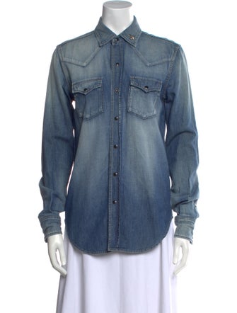 Saint Laurent 2017 Long Sleeve Button-Up Top