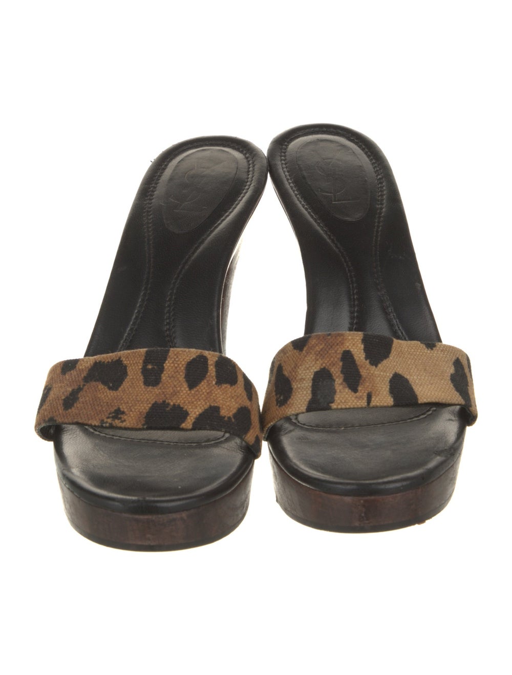 Yves Saint Laurent Canvas Slides Neutrals Platform - image 2