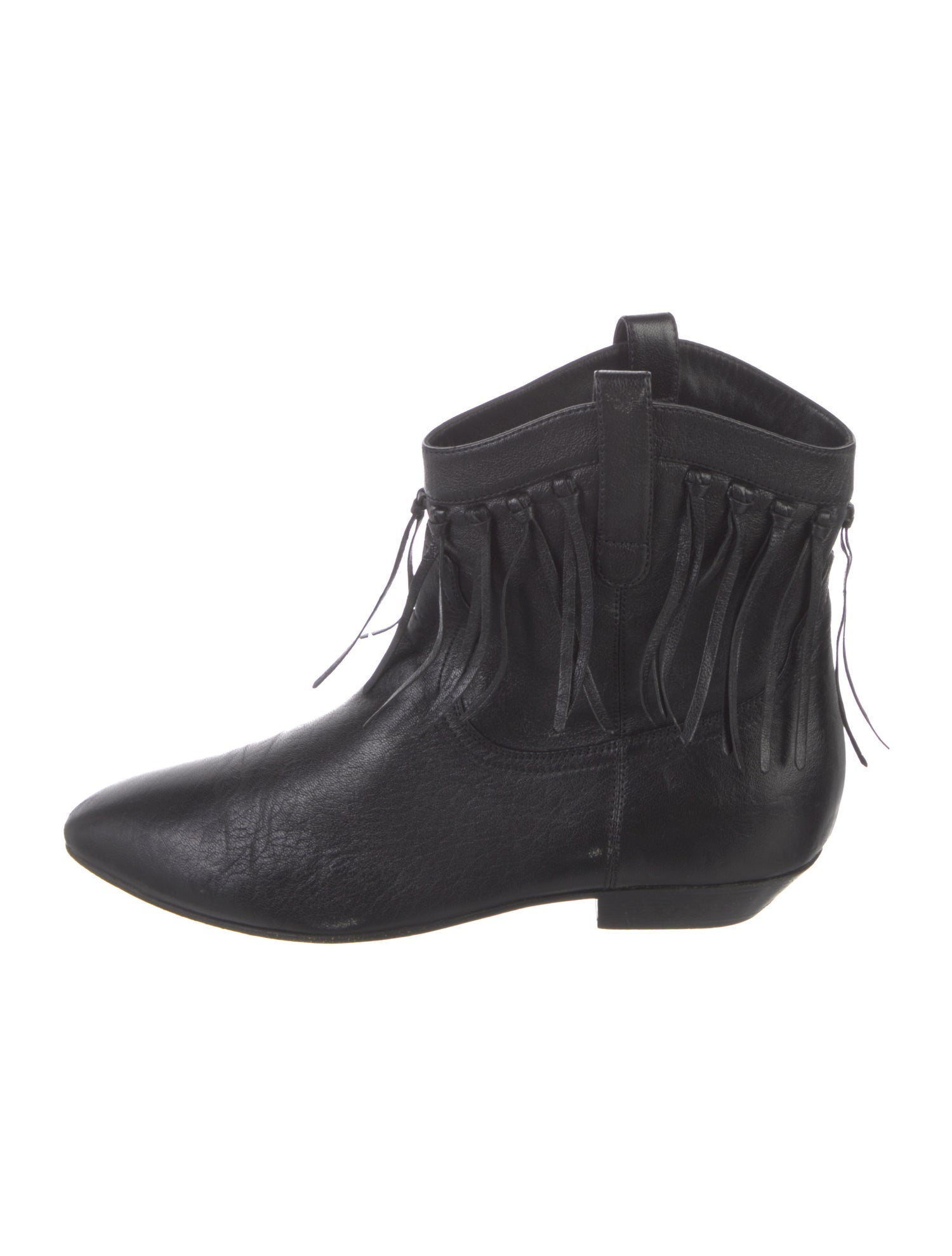 Saint Laurent Leather Fringe Trim Accent Western Boots