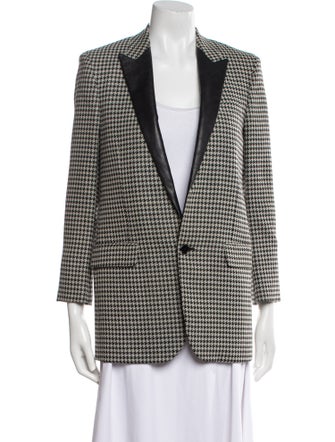 Saint Laurent Wool Houndstooth Print Blazer