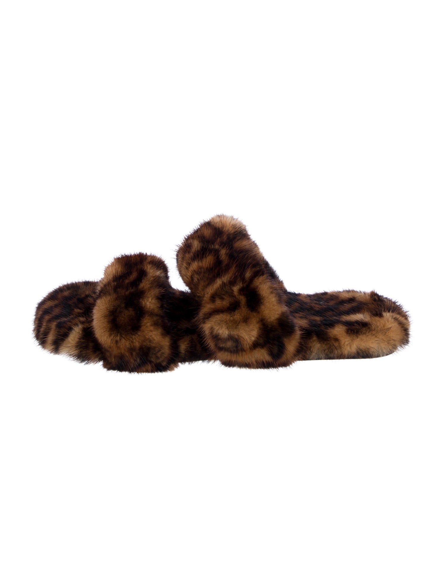 Saint Laurent Fur Animal Print Slides