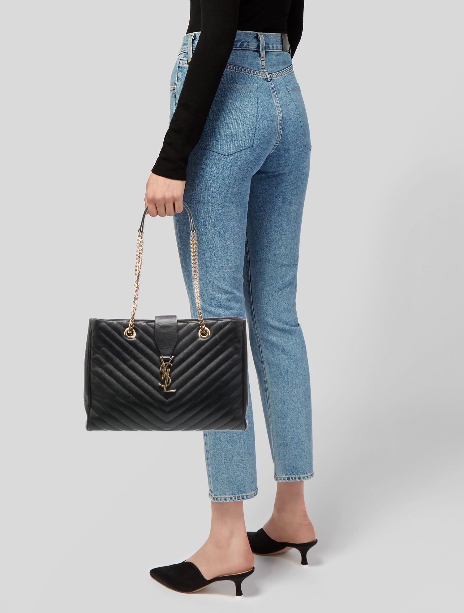 Saint Laurent Leather Classic Monogram Matelasse Shopping Bag