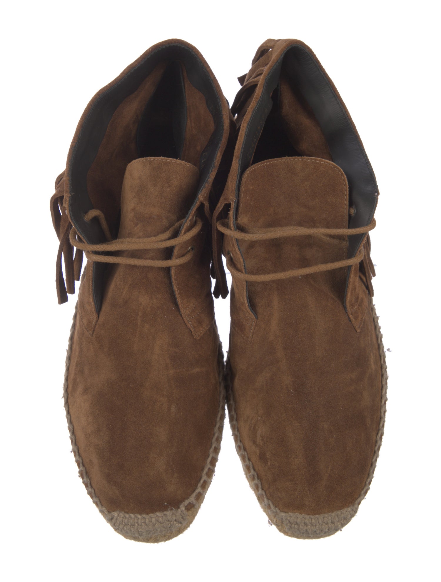 Saint Laurent Suede Fringe Trim Accent Espadrilles