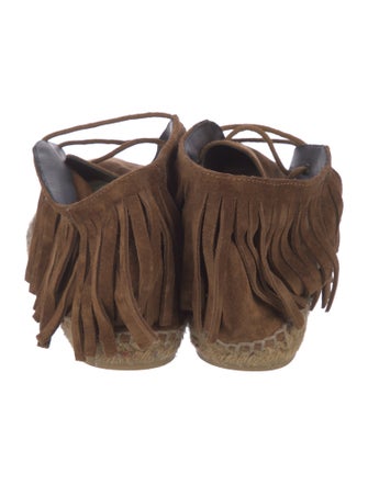 Saint Laurent Suede Fringe Trim Accent Espadrilles
