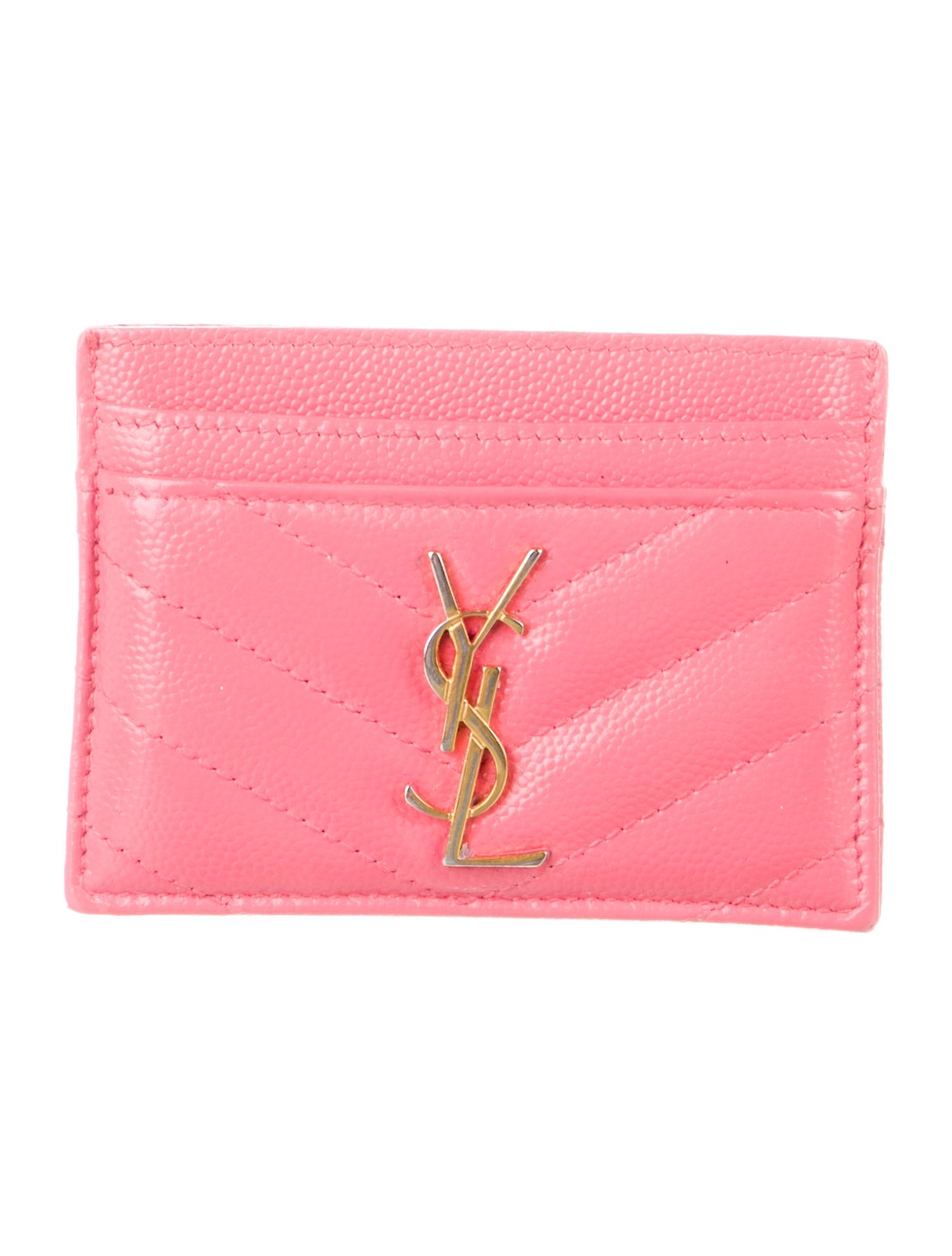 Saint Laurent Matelassé Card Case Chevron Card Holder