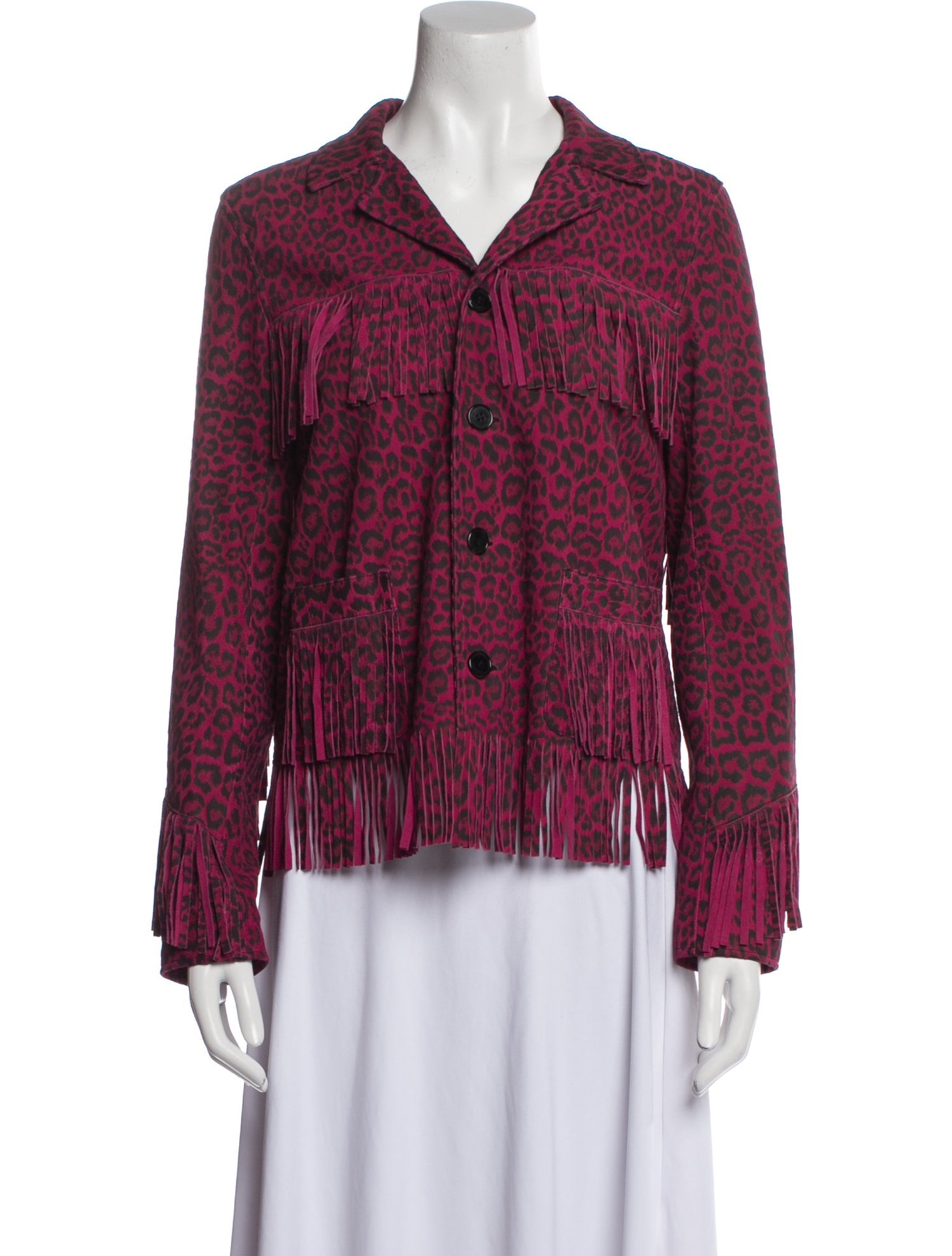 Saint Laurent Leather Animal Print Blazer