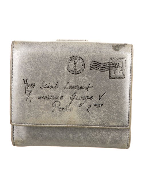 Yves Saint Laurent Y Mail Embossed Leather Compact Wallet