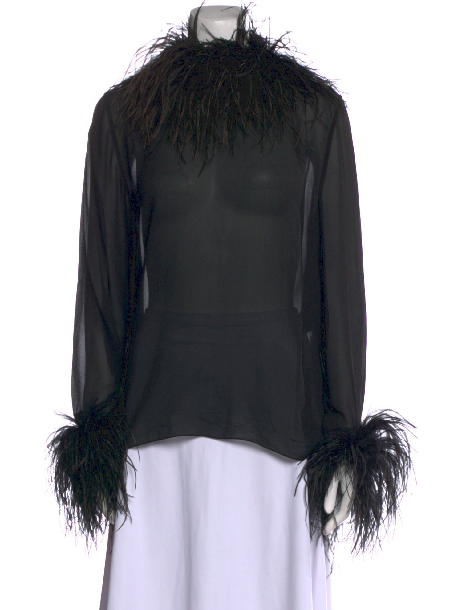 Saint Laurent Silk Mock Neck Blouse