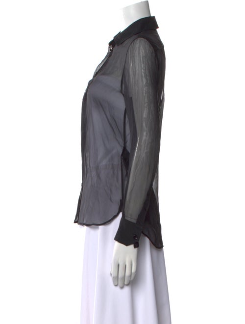 Saint Laurent Silk Long Sleeve Button-Up Top