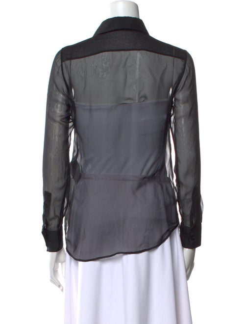 Saint Laurent Silk Long Sleeve Button-Up Top