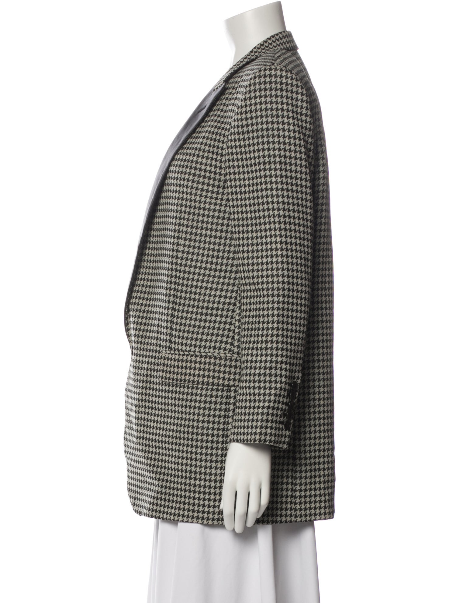 Saint Laurent Virgin Wool Houndstooth Print Blazer