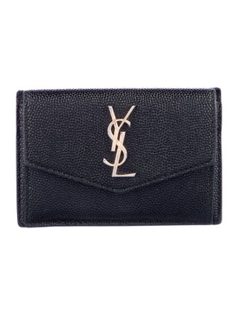 Saint Laurent Grain de Poudre Uptown Card Holder Leather Card Holder