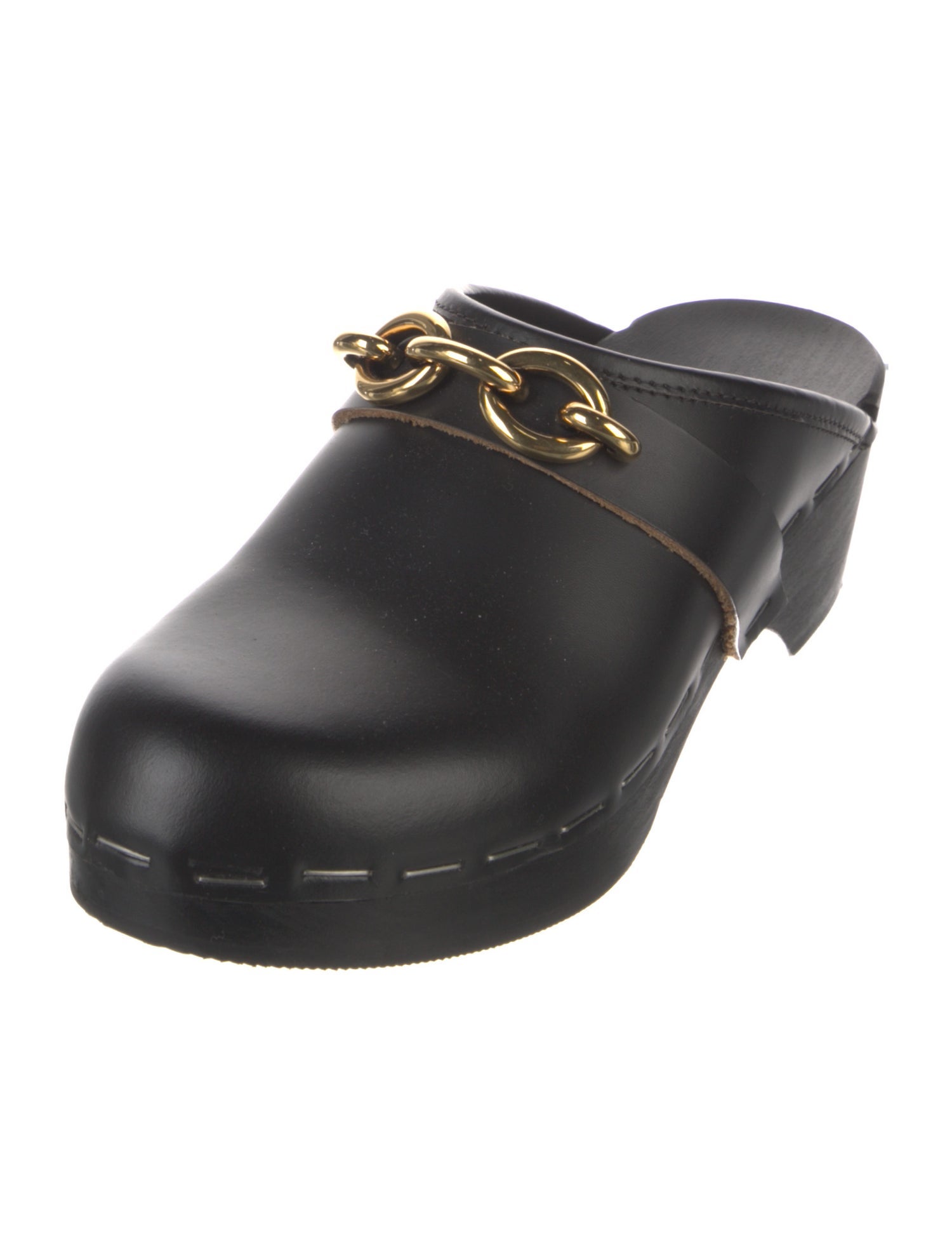 Saint Laurent Leather Chain-Link Accents Mules