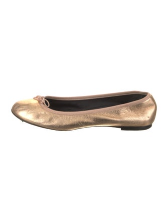 Saint Laurent Leather Bow Accents Ballet Flats