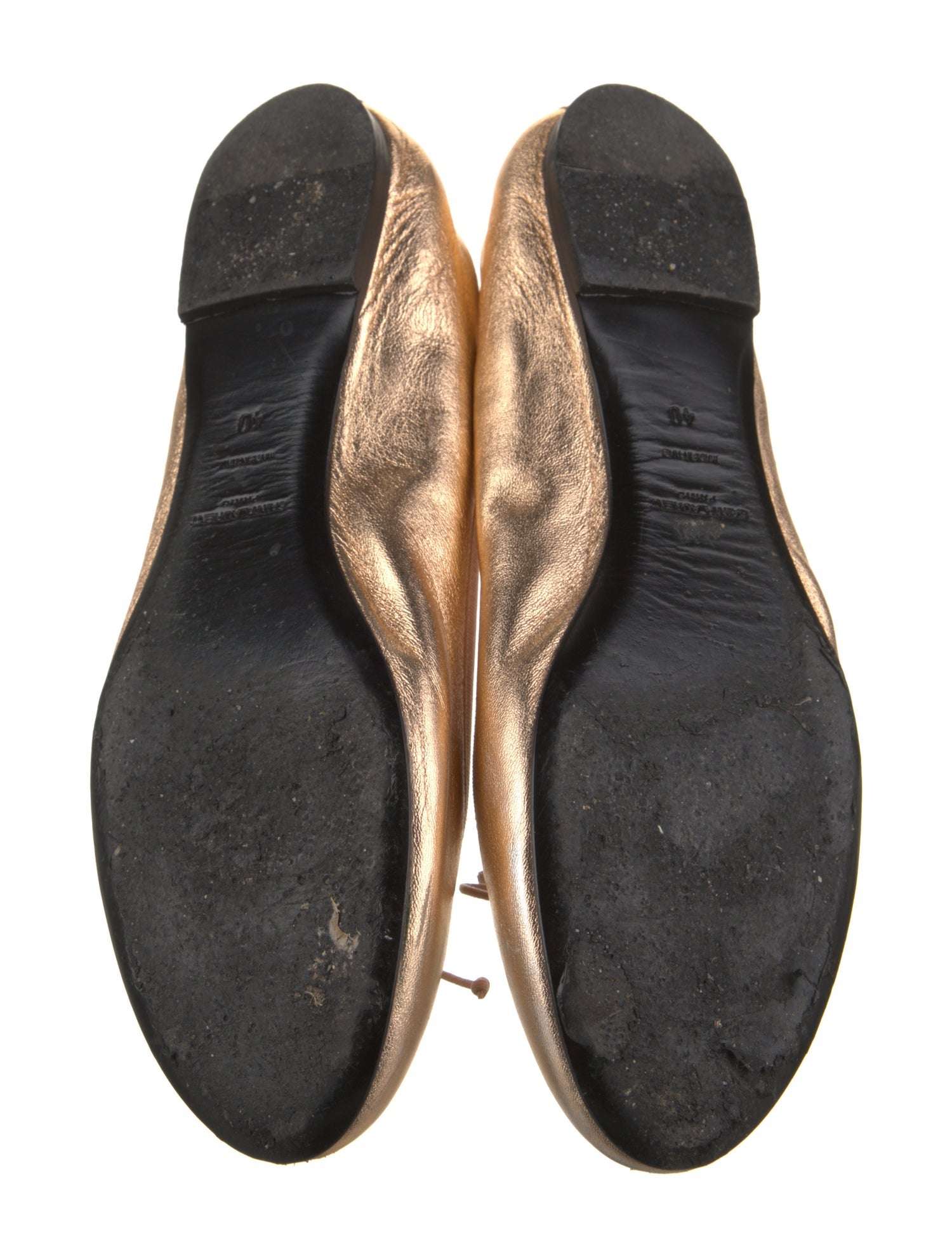 Saint Laurent Leather Bow Accents Ballet Flats