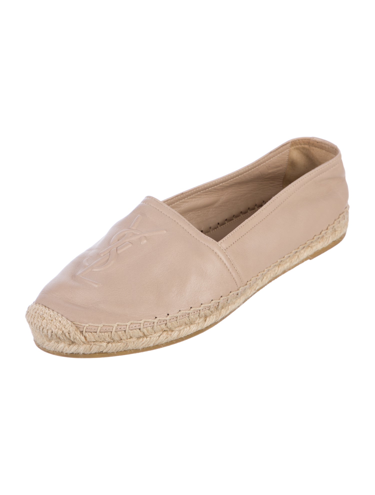 Saint Laurent Leather Whipstitch Trim Espadrilles