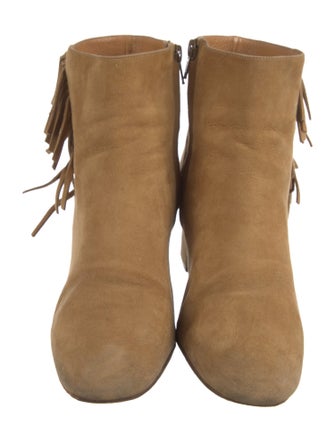 Saint Laurent Suede Fringe Trim Accent Boots