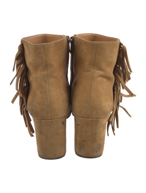 Saint Laurent Suede Fringe Trim Accent Boots