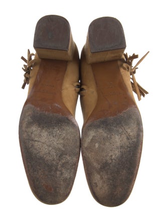 Saint Laurent Suede Fringe Trim Accent Boots