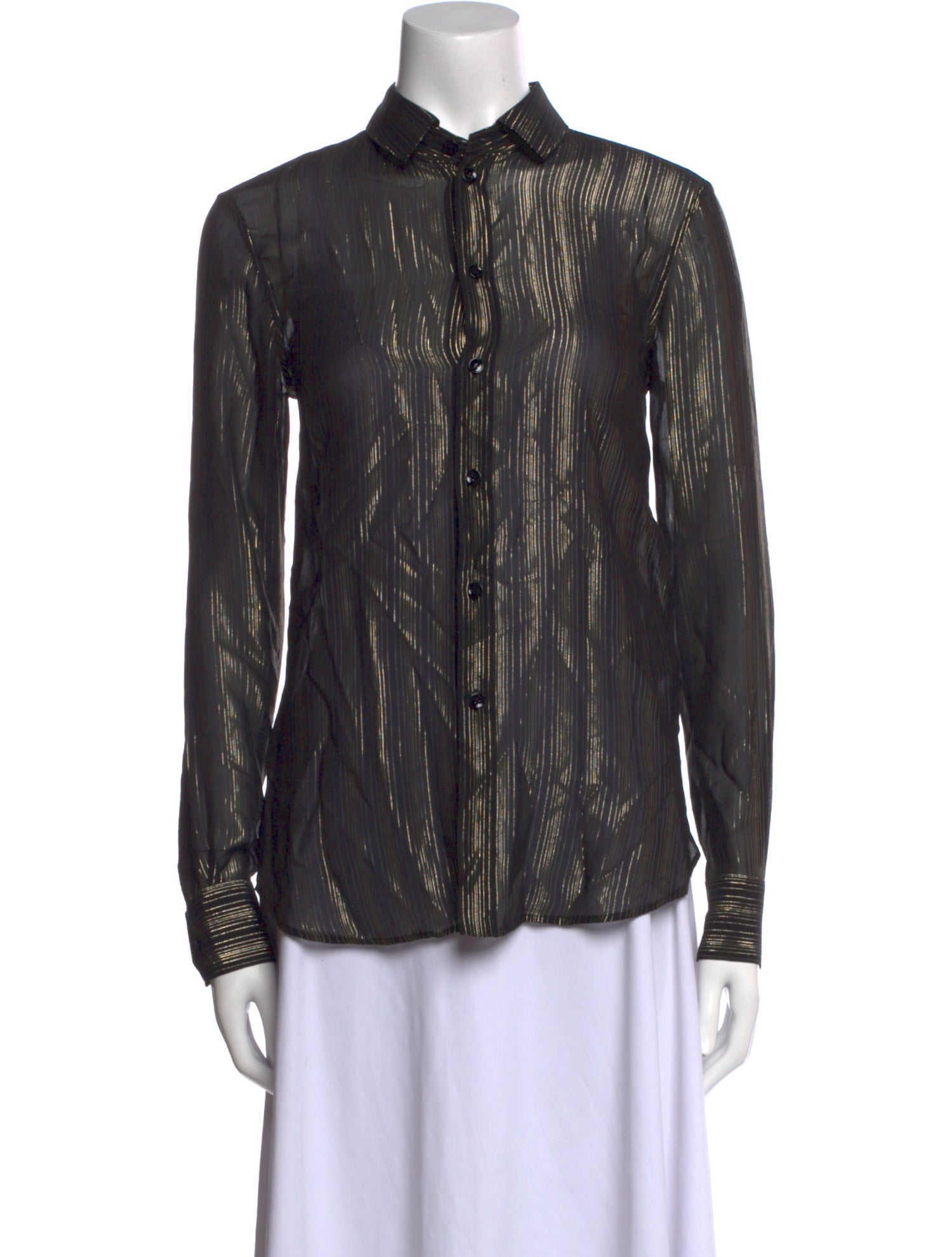 Saint Laurent Silk Printed Button-Up Top
