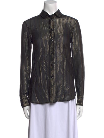 Saint Laurent Silk Printed Button-Up Top