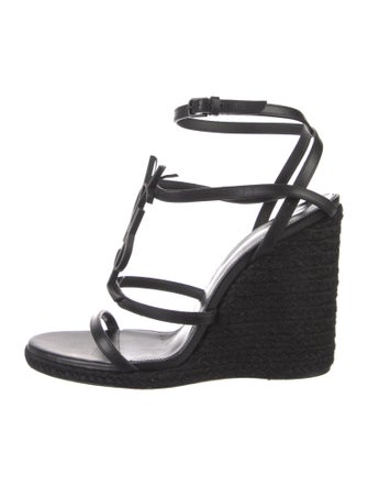Saint Laurent Signature Logo Leather Espadrilles
