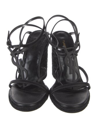 Saint Laurent Signature Logo Leather Espadrilles