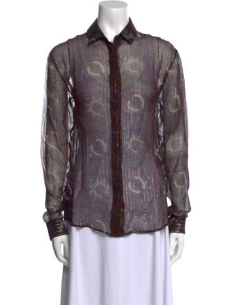 Saint Laurent Silk Printed Button-Up Top