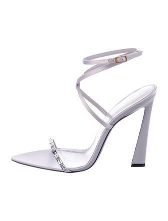 Saint Laurent Satin Crystal Embellishments Sandals