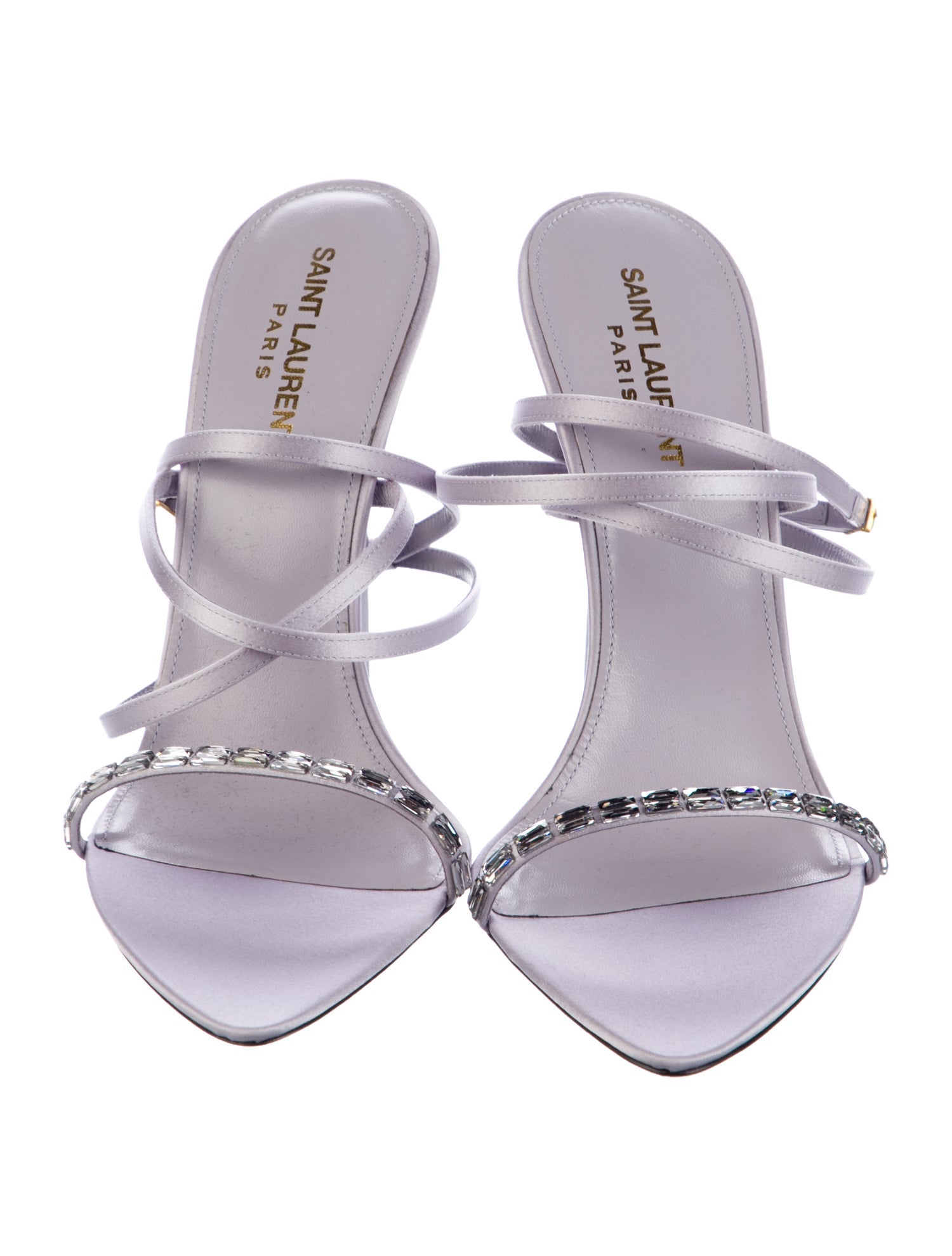 Saint Laurent Satin Crystal Embellishments Sandals