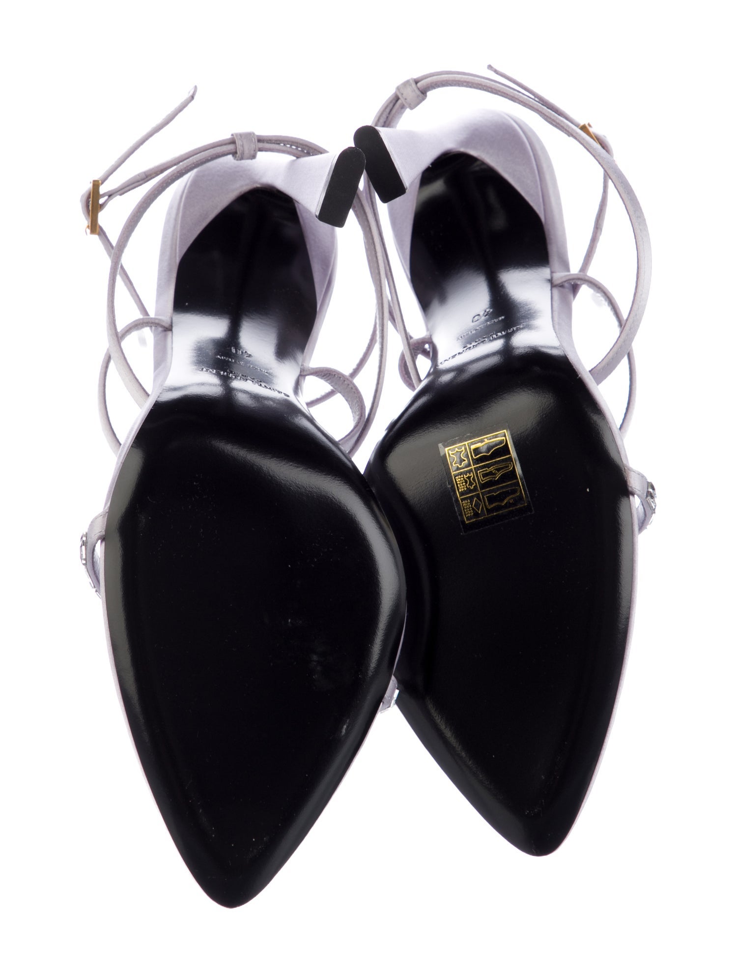 Saint Laurent Satin Crystal Embellishments Sandals