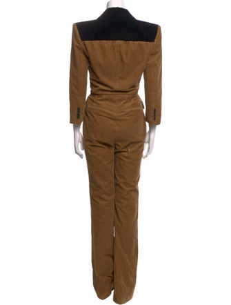 Saint Laurent Corduroy Plunge Neckline Jumpsuit
