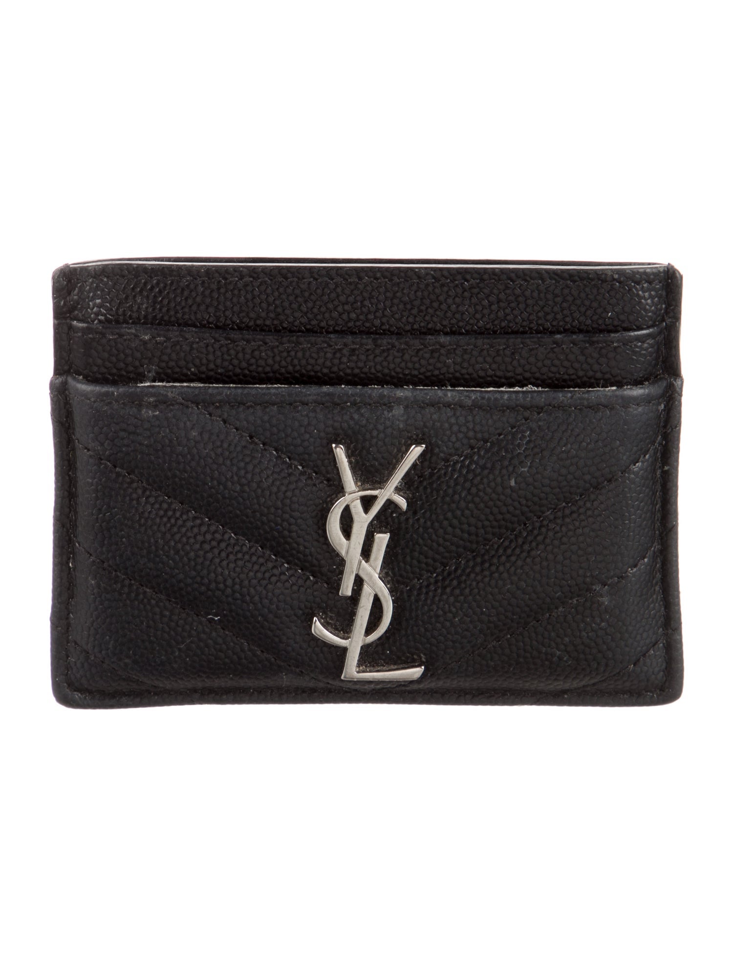 Saint Laurent 2017 Cassandre Monogram Chevron Matelassé Card Case Card Holder