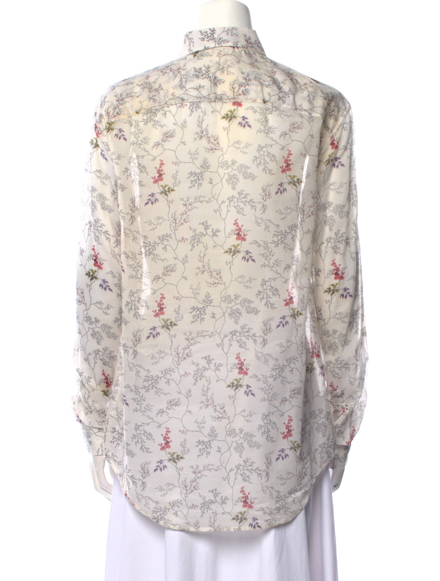 Saint Laurent Floral Print Long Sleeve Button-Up Top