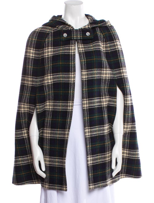 Saint Laurent Wool Plaid Print Coat