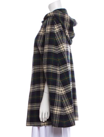 Saint Laurent Wool Plaid Print Coat