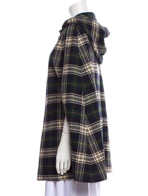 Saint Laurent Wool Plaid Print Coat