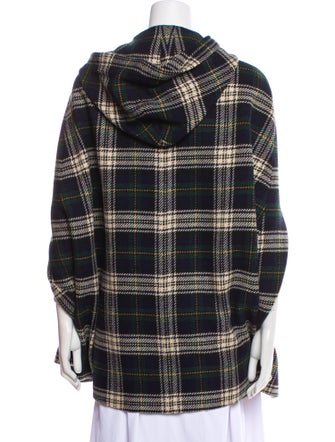 Saint Laurent Wool Plaid Print Coat