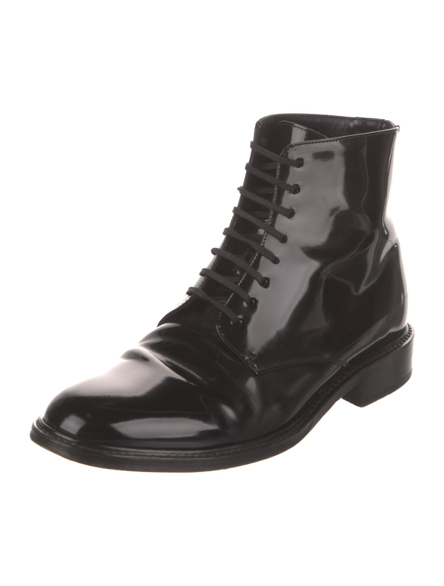 Saint Laurent Patent Leather Combat Boots