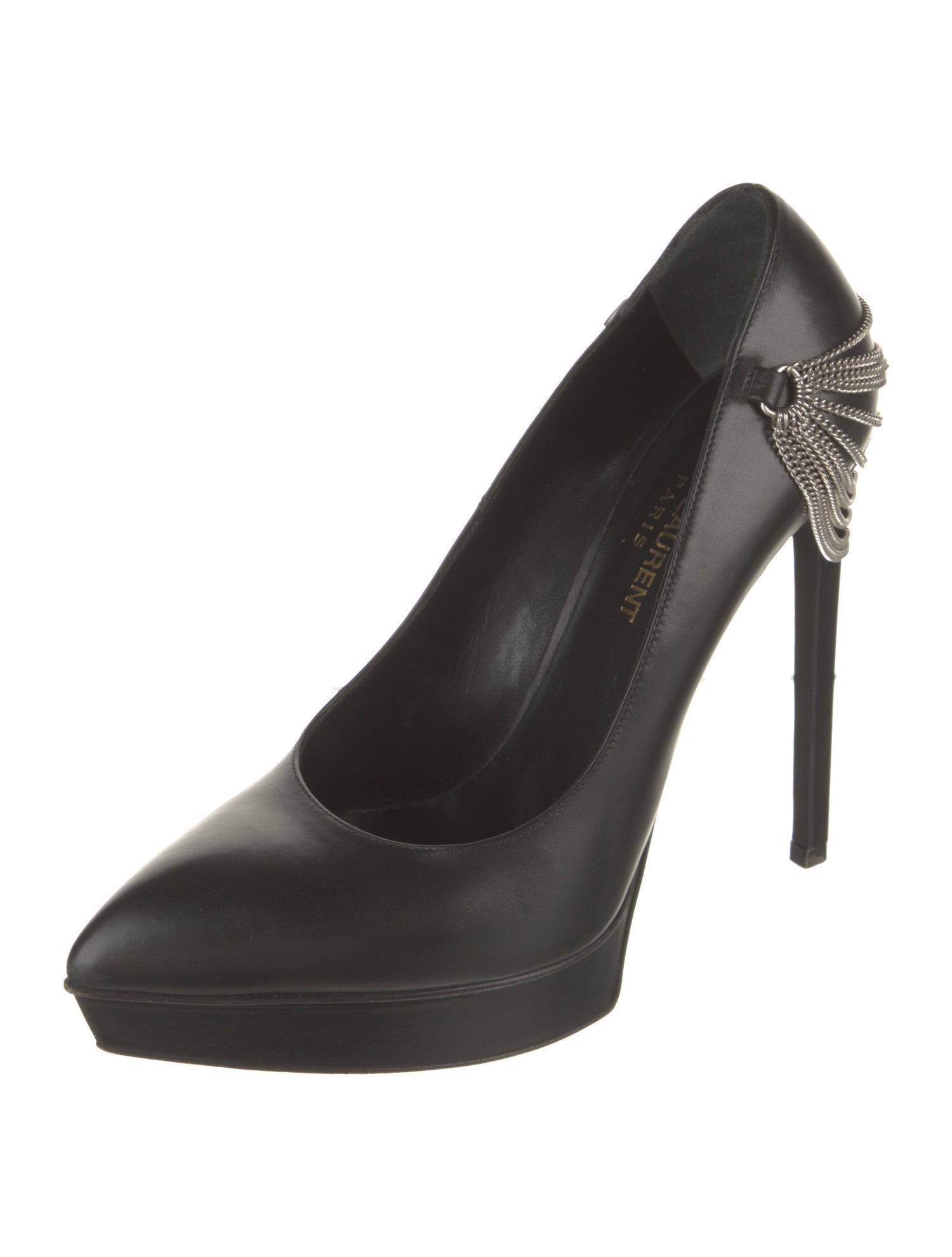 Saint Laurent Leather Chain-Link Accents Pumps
