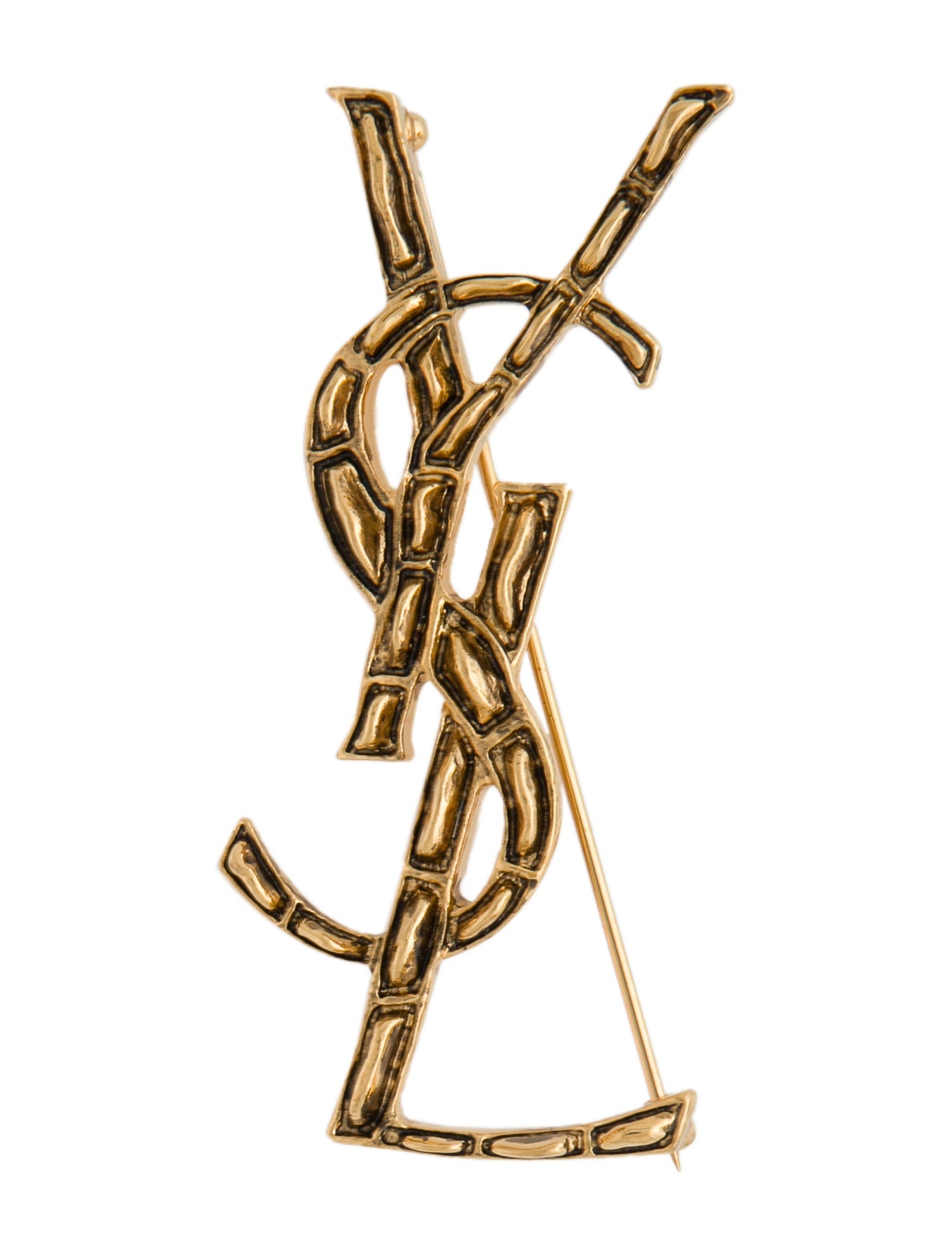 Saint Laurent Logo-Plaque Brooch Pin