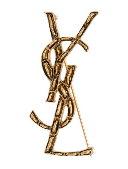 Saint Laurent Logo-Plaque Brooch Pin