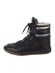 Saint Laurent Leather Striped Lace-Up Boots