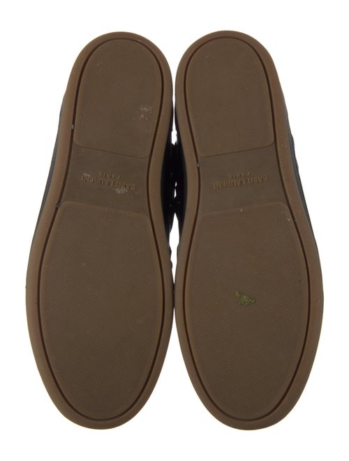 Saint Laurent Leather Striped Lace-Up Boots