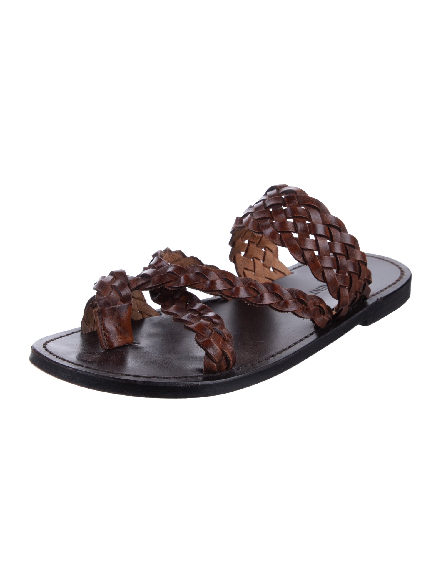 Saint Laurent Leather Braided Accents Slides